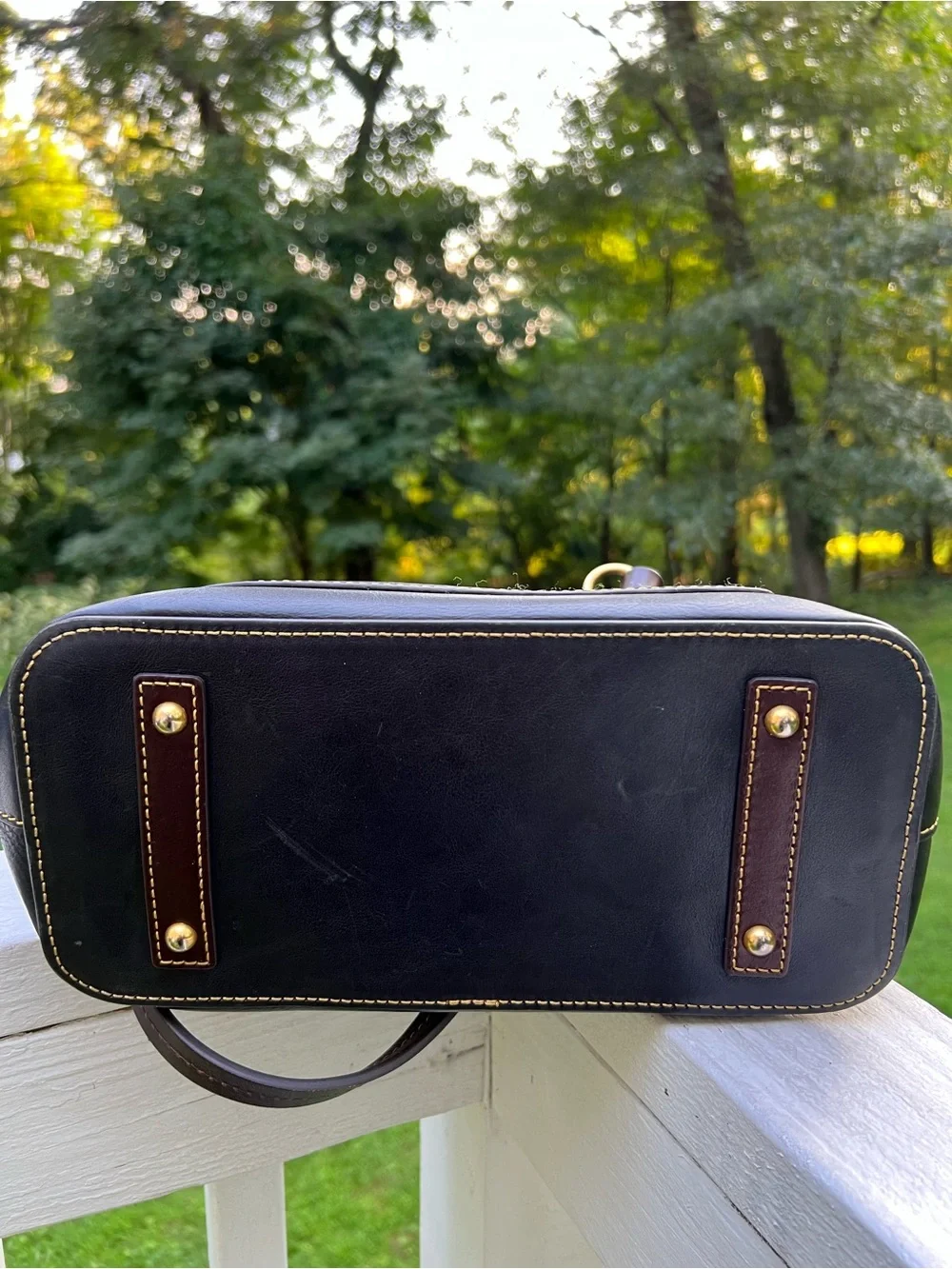 DOONEY AND BOURKE BLACK FLORENTINE LEATHER SMALL GRETCHEN TOTE BAG,